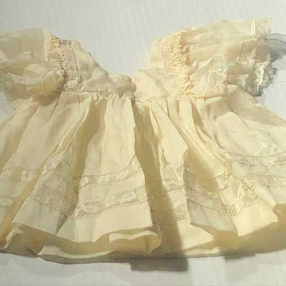 Vintage Baby Doll Dresses Bundle Lace Puff-Sleeve Floral Prairie-Style Cream/Red - Picture 9 of 10